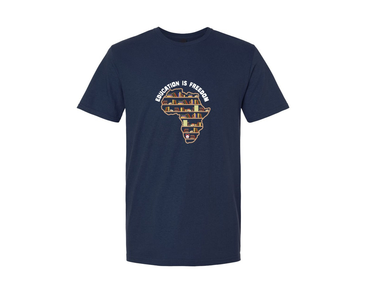 brand:Generic|color:Navy|Education Is Freedom Black History Month 2 Graphic T-Shirt