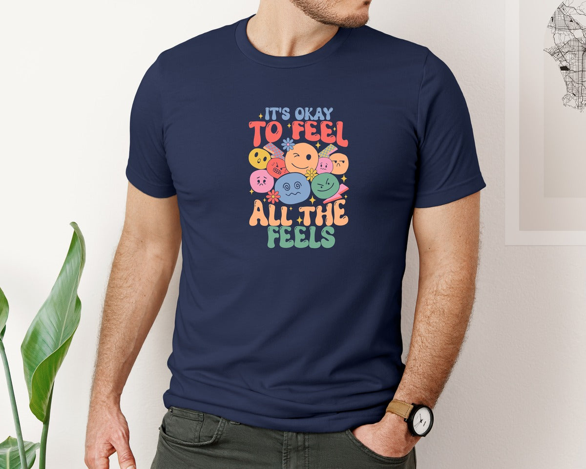 brand:Bella Canvas|color:Navy|Mental Health Motivational Quote Graphic T-Shirt
