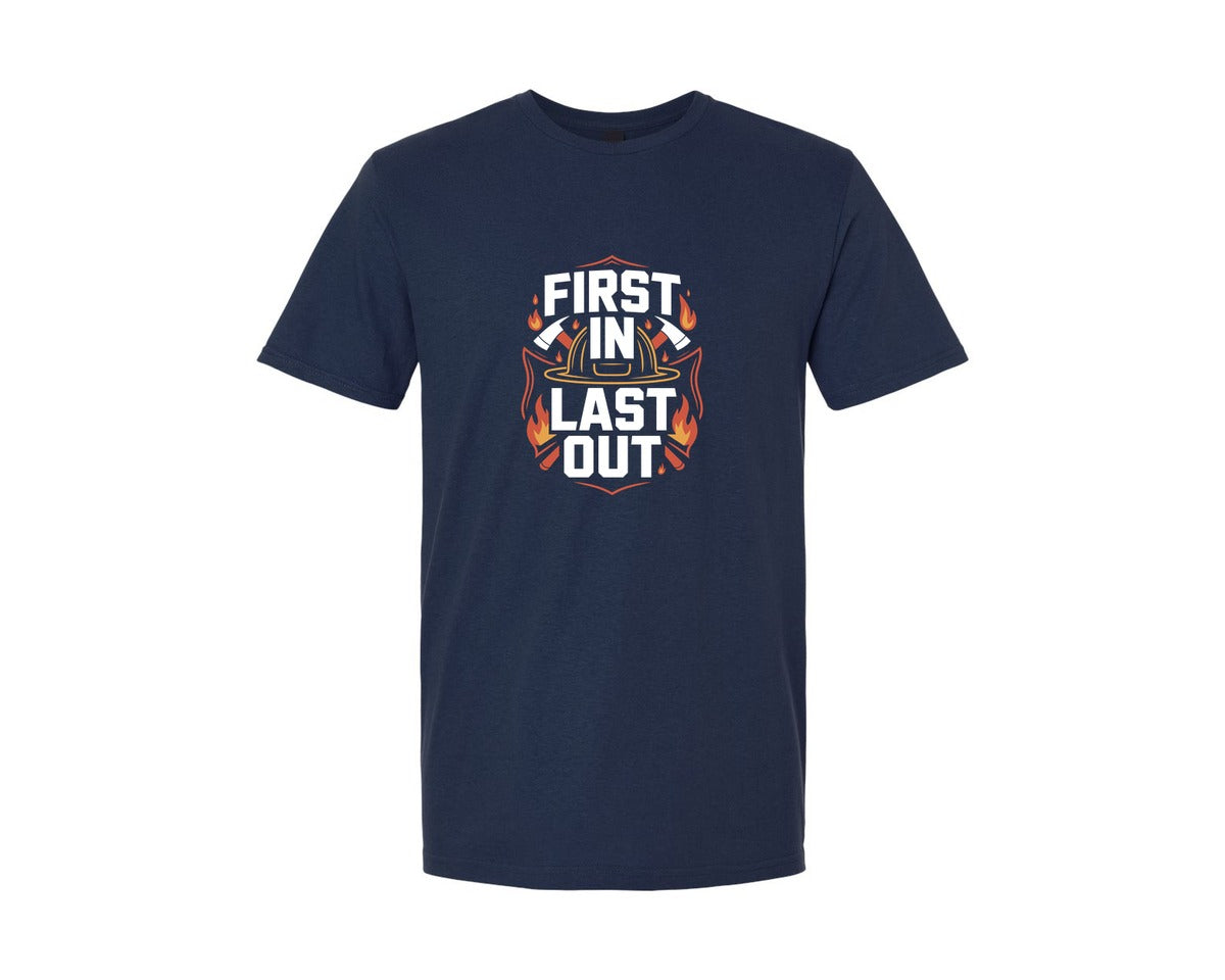 brand:Generic|color:Navy|First In Last Out T Shirt Design Graphic T-Shirt