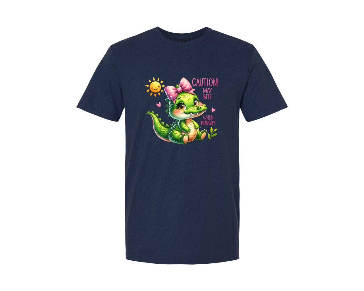 brand:Generic|color:Navy|Funny Baby Crocodile With Bow Kids Graphic T-Shirt