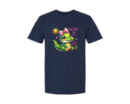 brand:Generic|color:Navy|Funny Baby Crocodile With Bow Kids Graphic T-Shirt