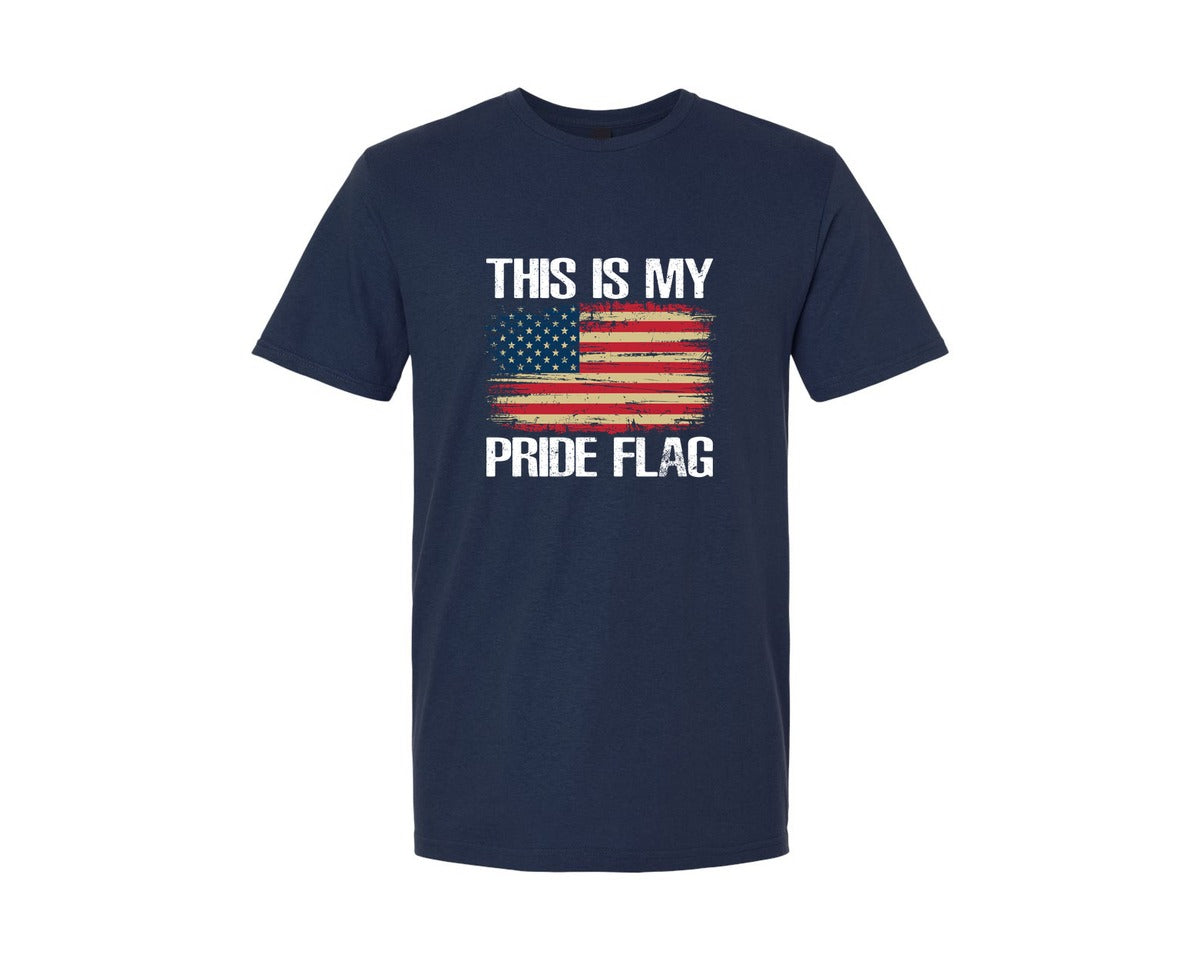 brand:Generic|color:Navy|Patriotic Distressed Usa Pride Flag Graphic T-Shirt