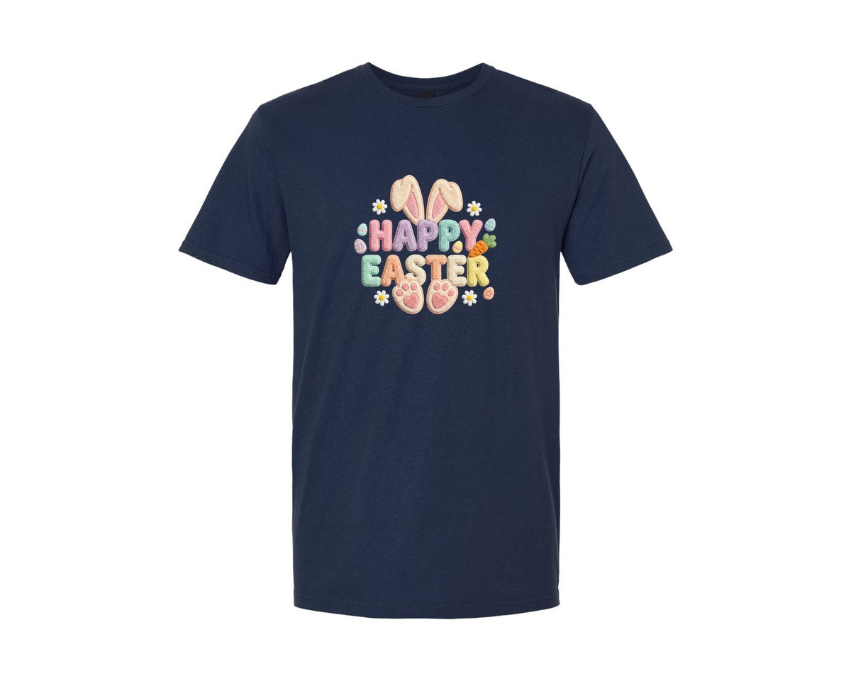 brand:Generic|color:Navy|Faux Yarn Happy Easter 5 Graphic T-Shirt
