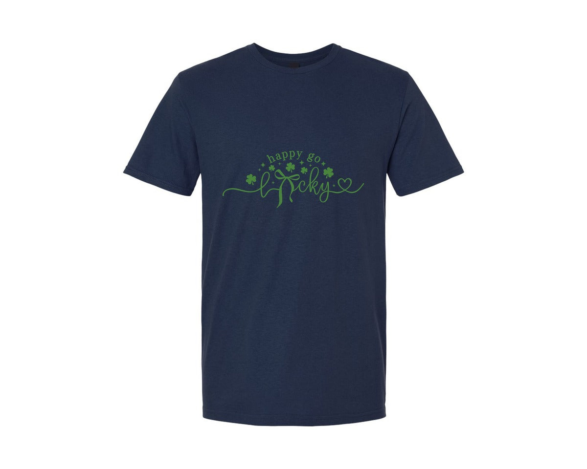 brand:Generic|color:Navy|St Patricks Day Happy Go Lucky 10 Graphic T-Shirt