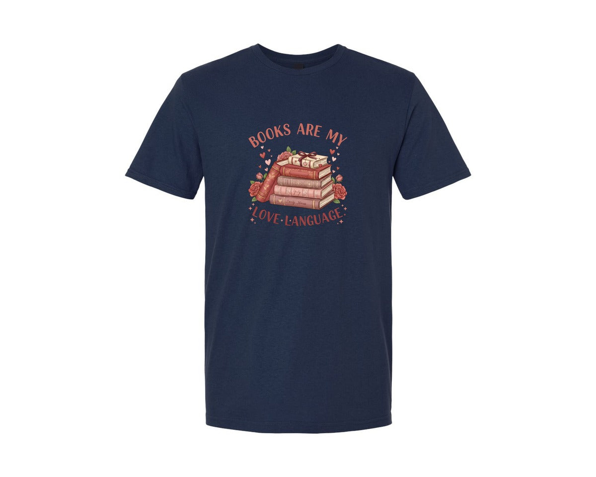 brand:Generic|color:Navy|Books Are My Love Language 12 Graphic T-Shirt