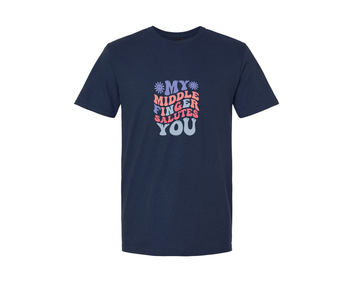 brand:Generic|color:Navy|My Middle Finger Salutes You 2 Graphic T-Shirt