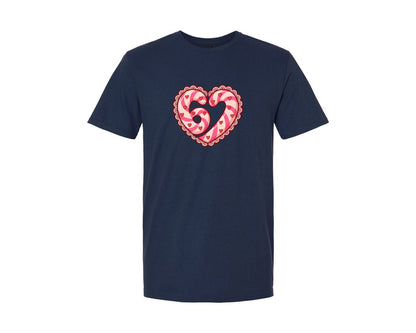 brand:Generic|color:Navy|Cute Valentine Number 67 Heart Graphic T-Shirt