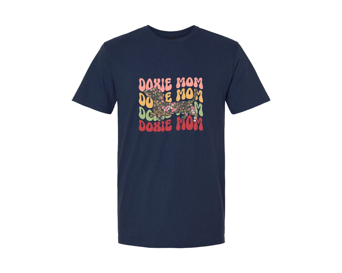 brand:Generic|color:Navy|Doxie Mom Dachshund Lovers Graphic T-Shirt