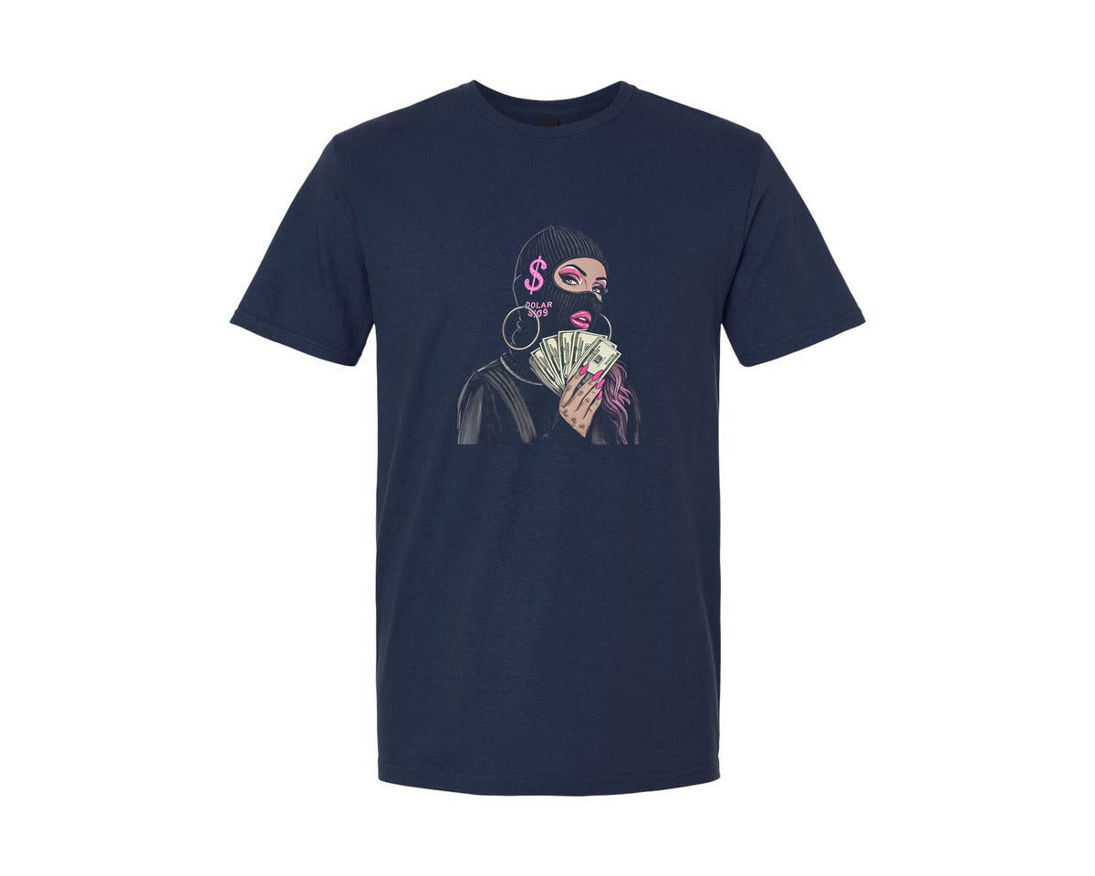 brand:Generic|color:Navy|Dollar Queen Urban Art Graphic T-Shirt