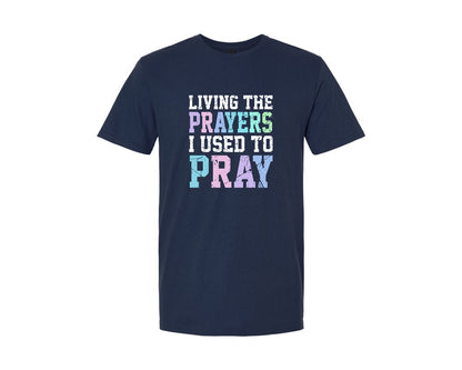 brand:Generic|color:Navy|Living The Prayers Christian Graphic T-Shirt