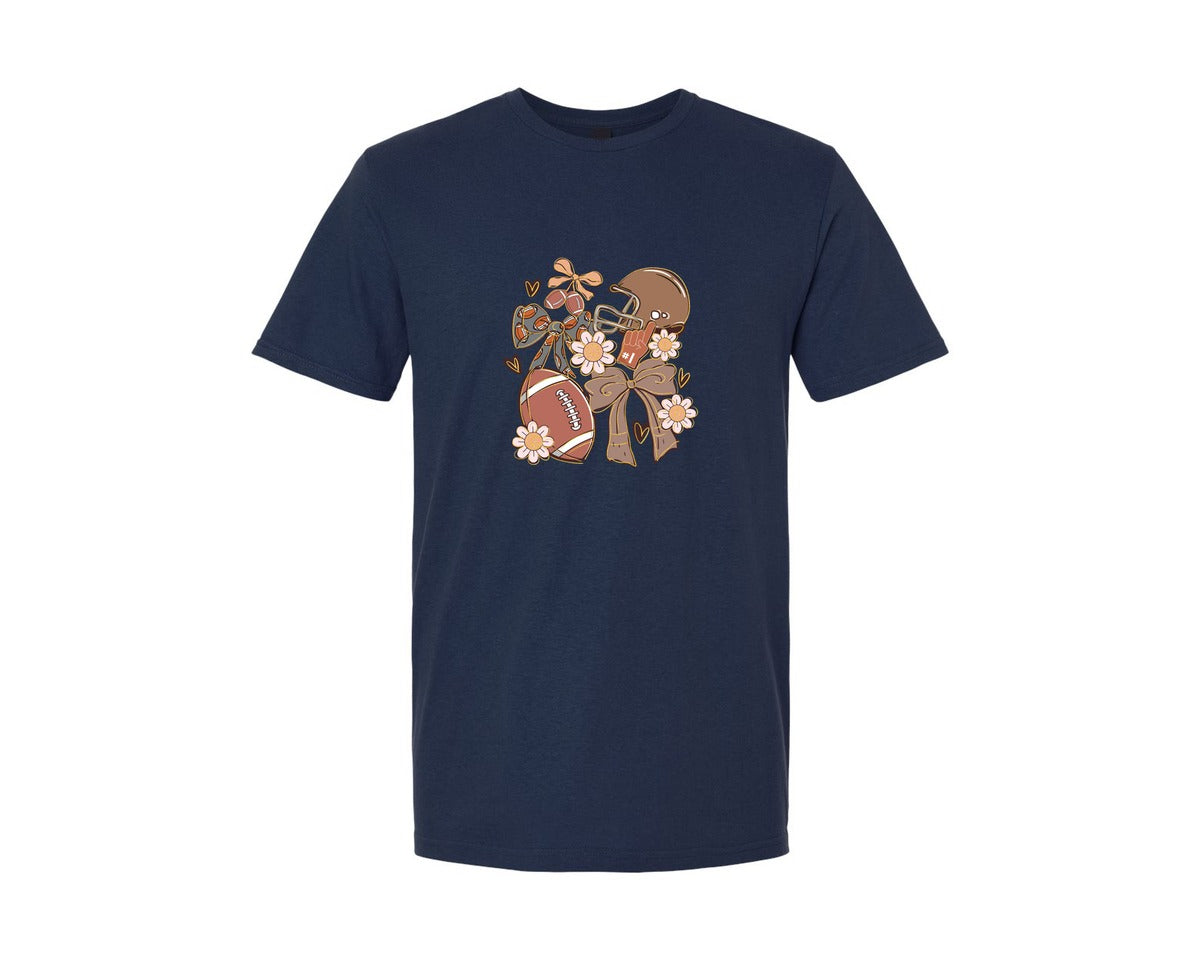 brand:Generic|color:Navy|Game Day Football Coquette 5 Graphic T-Shirt