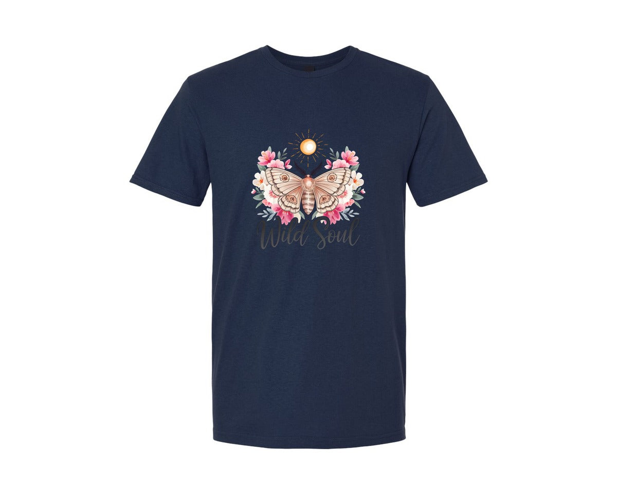 brand:Generic|color:Navy|Beautiful Life With Butterflies Graphic T-Shirt