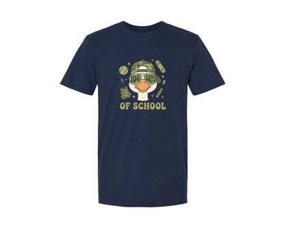 brand:Generic|color:Navy|100 Days Of School Camouflage Goose Graphic T-Shirt