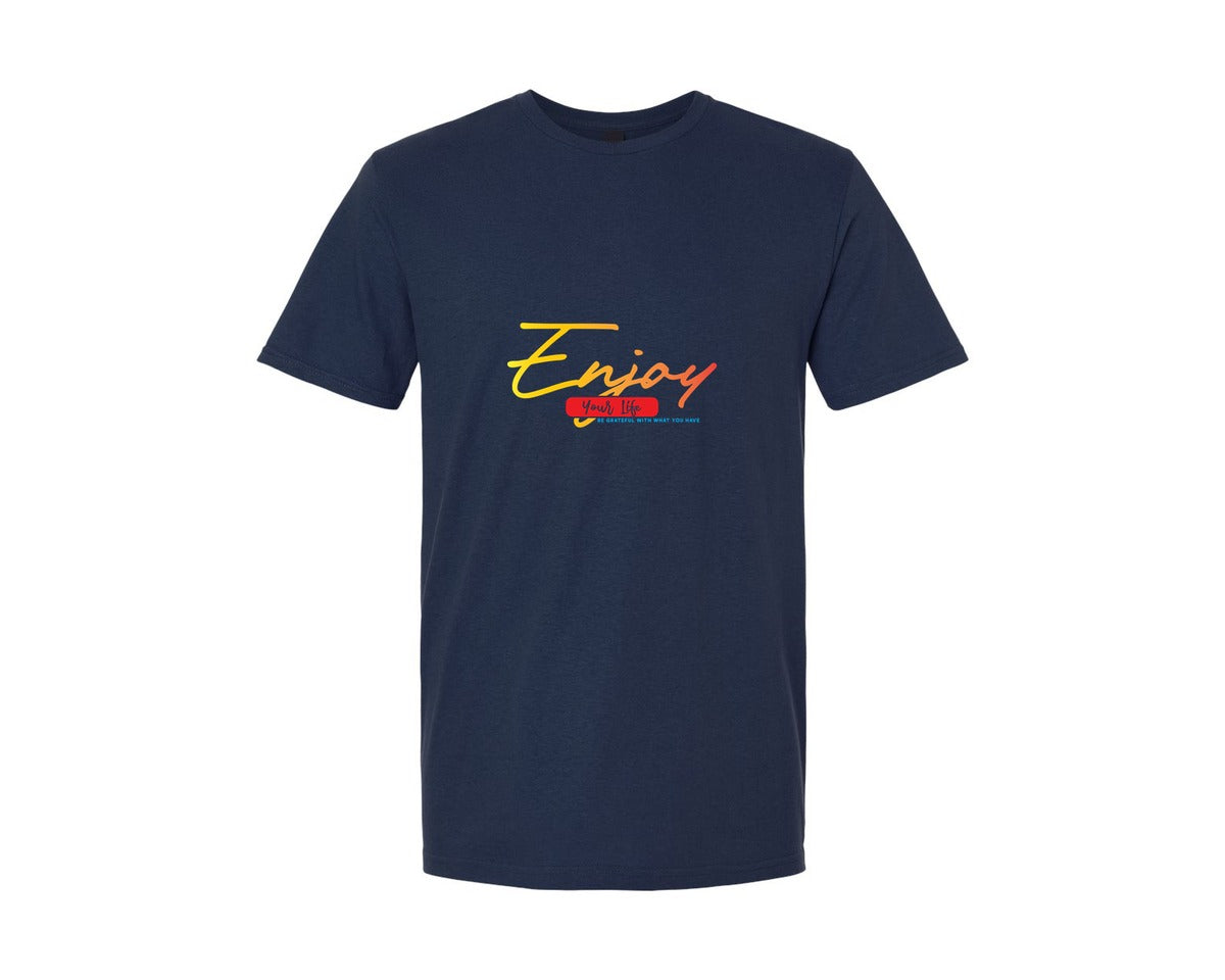 brand:Generic|color:Navy|Enjoy Your Life Be Grateful Quote Art Graphic T-Shirt