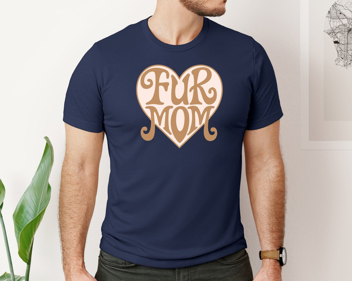 brand:Bella Canvas|color:Navy|Fur Mom Cute Crazy Cat Lady Quote Graphic T-Shirt
