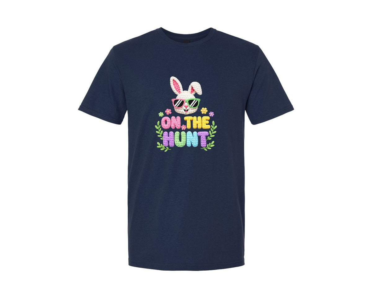 brand:Generic|color:Navy|On The Hunt Easter Graphic T-Shirt