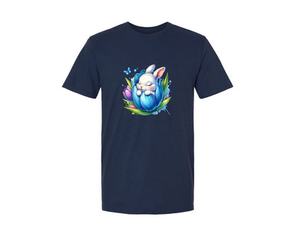 brand:Generic|color:Navy|Bunny Rabbit Blue Flower Graphic T-Shirt