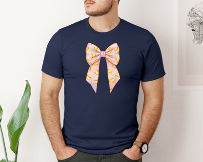 brand:Bella Canvas|color:Navy|Softball Bow Graphic T-Shirt