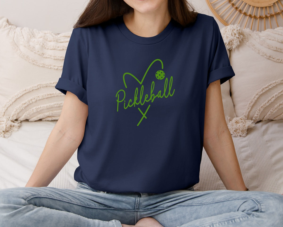 brand:Bella Canvas|color:Navy|Pickleball Heart Sports Graphic T-Shirt