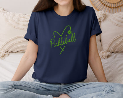 brand:Bella Canvas|color:Navy|Pickleball Heart Sports Graphic T-Shirt