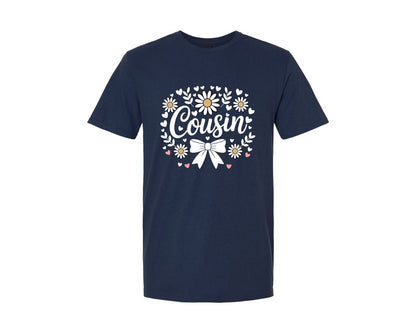 brand:Generic|color:Navy|Cousin Daisy Flowers Bow Hearts Design Graphic T-Shirt
