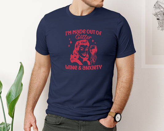 Wine Trendy Wine Anxiety Graphic T-Shirt