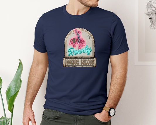 Rowdy Cowboy Saloon Sign Western Graphic T-Shirt