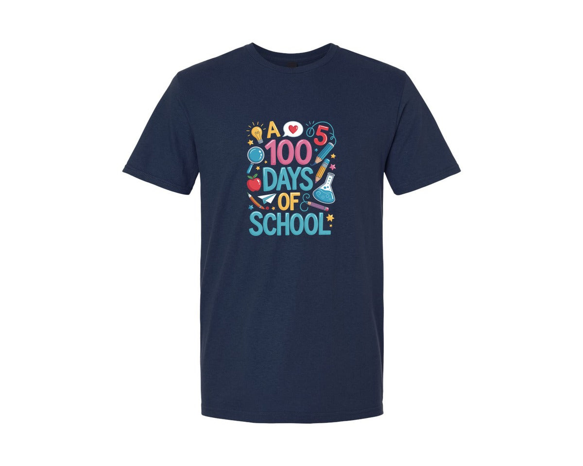 brand:Generic|color:Navy|E2Ad90 100 Days Of School T Shirt Designe2Ad90 16 Graphic T-Shirt
