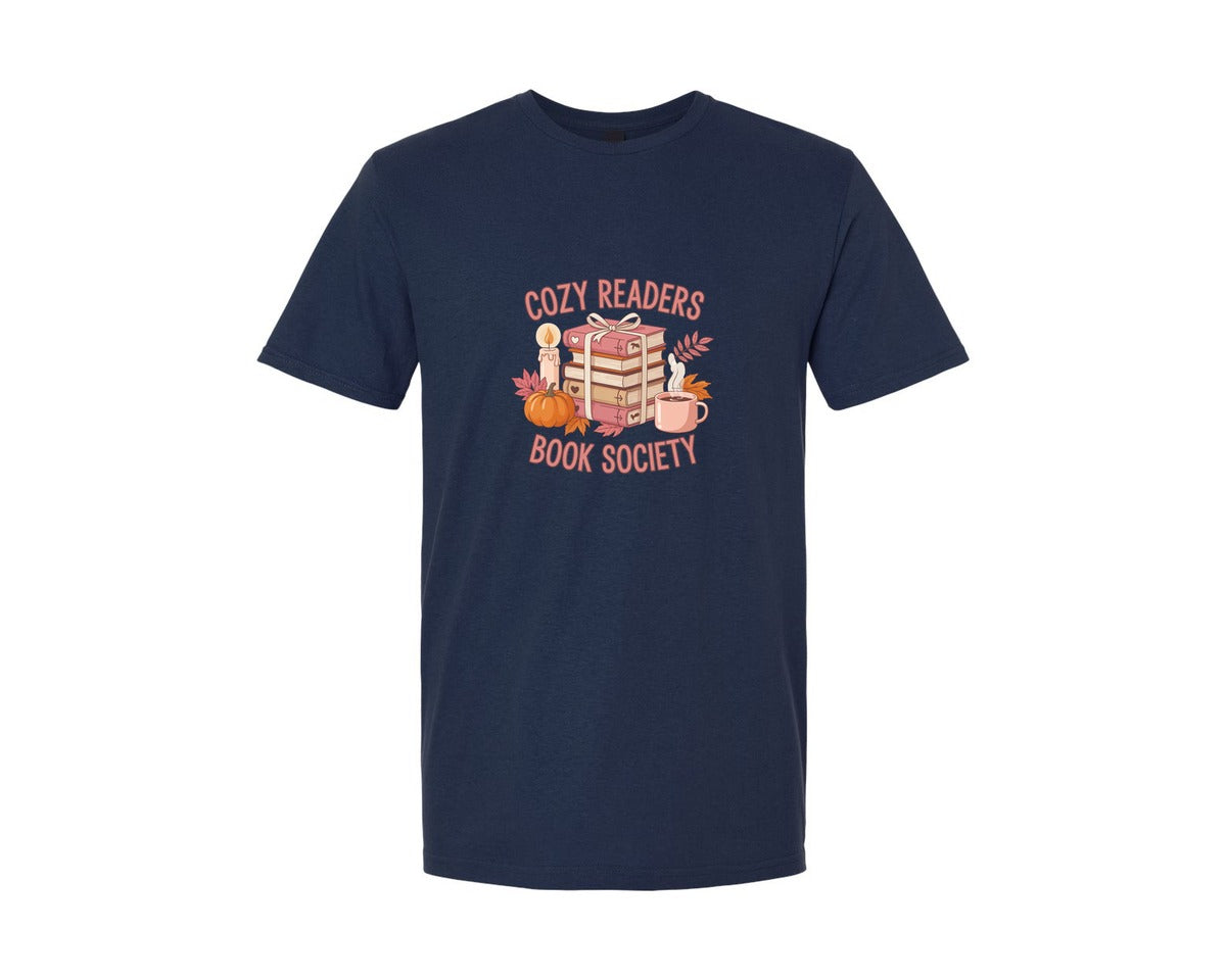 brand:Generic|color:Navy|Cozy Girl Book Club Fall Trendy 2 Graphic T-Shirt