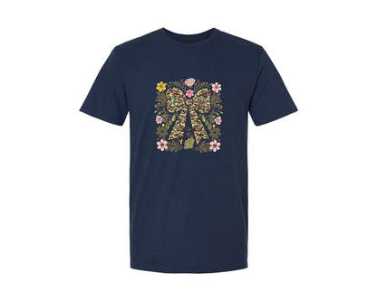 brand:Generic|color:Navy|Floral Camo Coquette Hunting Season Graphic T-Shirt