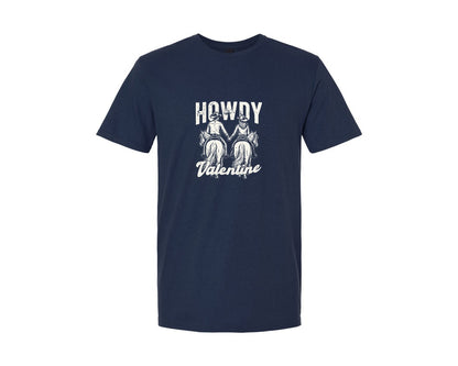 brand:Generic|color:Navy|Howdy Valentine Retro Western Shirt Graphic T-Shirt