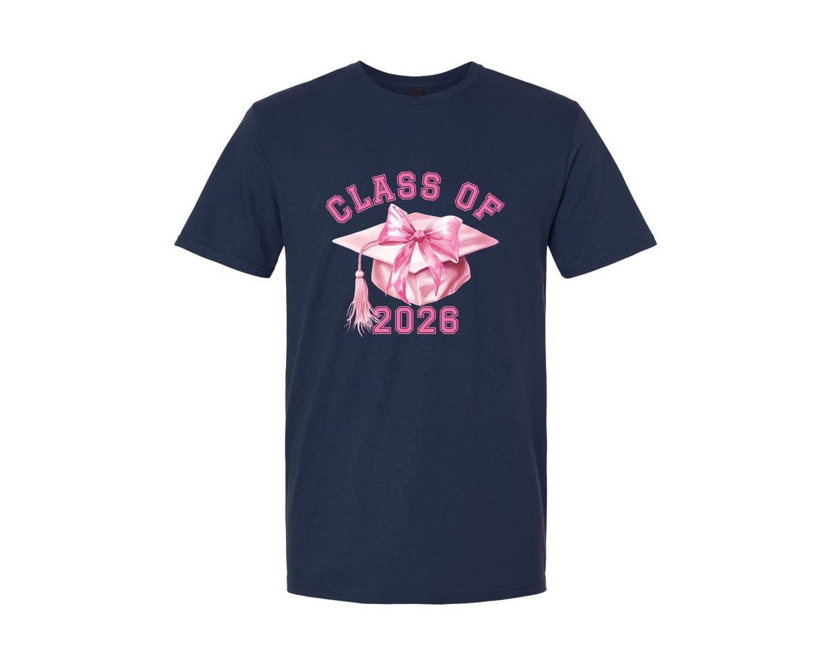 brand:Generic|color:Navy|Preppy Varsity Class Of Senior 2026 Graphic T-Shirt