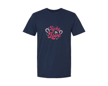 brand:Generic|color:Navy|Lucky In Love Horseshoe T Shirt Design Graphic T-Shirt