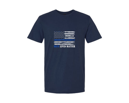 brand:Generic|color:Navy|Blue Lives Matter Blue Line Usa Flag Graphic T-Shirt
