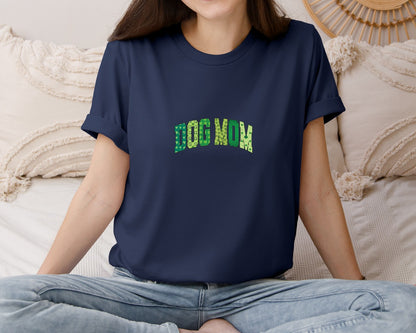 brand:Bella Canvas|color:Navy|Dog Mom St Patricks Day Lucky Mama Graphic T-Shirt