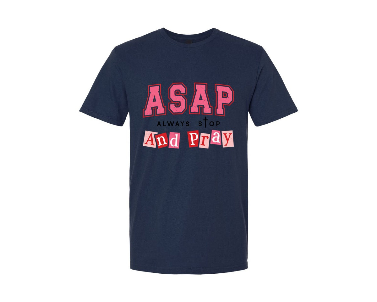 brand:Generic|color:Navy|Christian Pray Asap Graphic T-Shirt