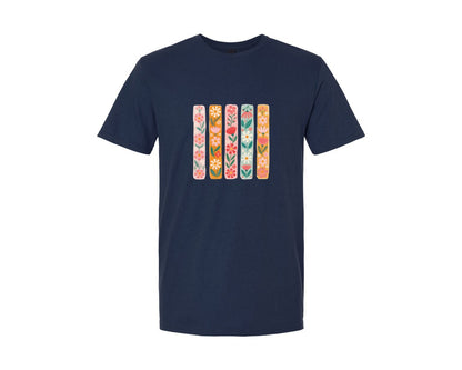 brand:Generic|color:Navy|Floral Boho Bookmark Set Graphic T-Shirt