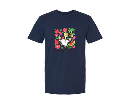 brand:Generic|color:Navy|Floral Summer Goose Summer Vibes Graphic T-Shirt