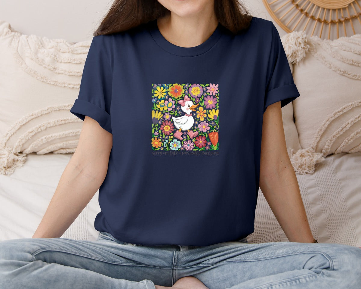 brand:Bella Canvas|color:Navy|Funny Mama Goose Boho Floral Graphic T-Shirt