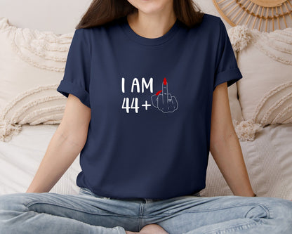 brand:Bella Canvas|color:Navy|I Am 44 Plus 1 Middle Finger Birthday T Graphic T-Shirt