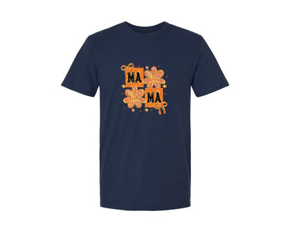 brand:Generic|color:Navy|Floral Fall Mama Coquette Graphic T-Shirt