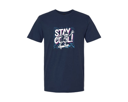 brand:Generic|color:Navy|Skateboarding Skeleton Stay Cool Graphic T-Shirt