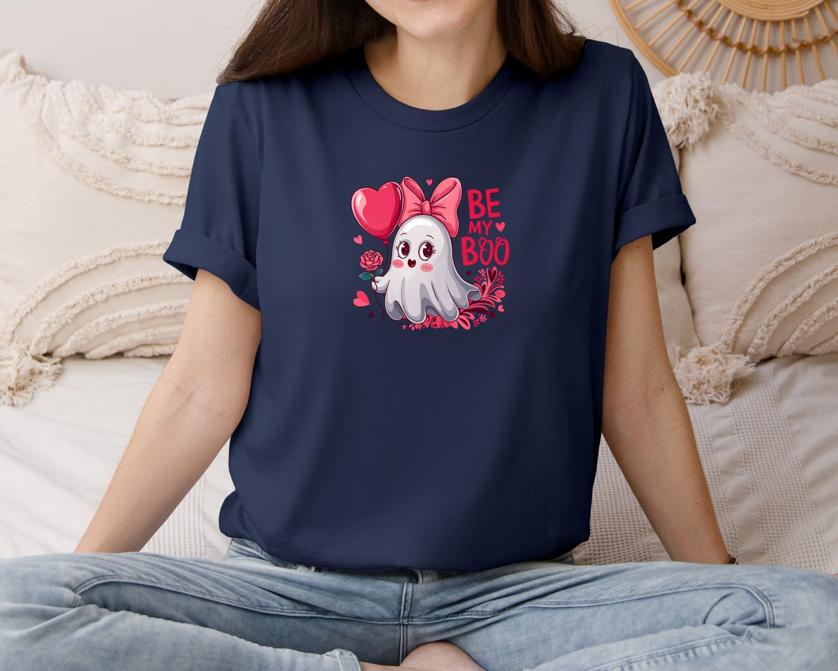 brand:Bella Canvas|color:Navy|Valentines Day Ghost Pngbe My Boo Cute 6 Graphic T-Shirt