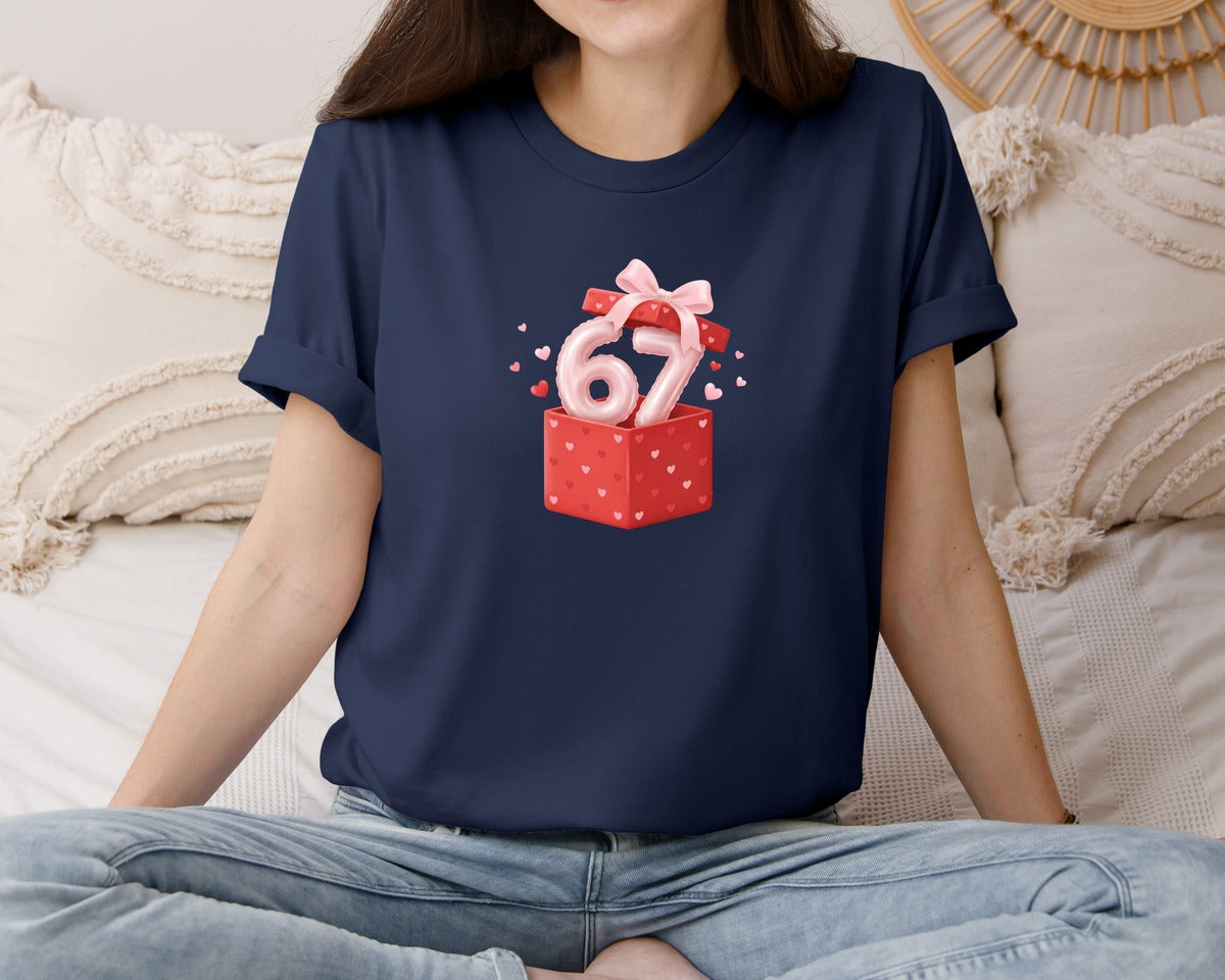 brand:Bella Canvas|color:Navy|Six Seven 6 7 Viral Meme Valentine Graphic T-Shirt