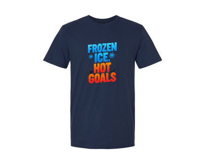 brand:Generic|color:Navy|Frozen Ice Hot Goals Hockey Graphic T-Shirt