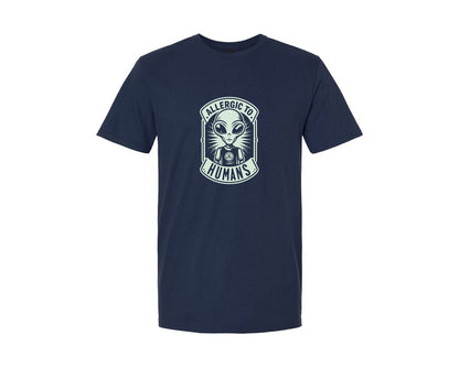 brand:Generic|color:Navy|Allergic To Humans Introverted Alien Graphic T-Shirt