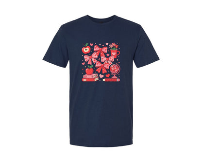 brand:Generic|color:Navy|Valentine Teacher Teacher Coquette 4 Graphic T-Shirt
