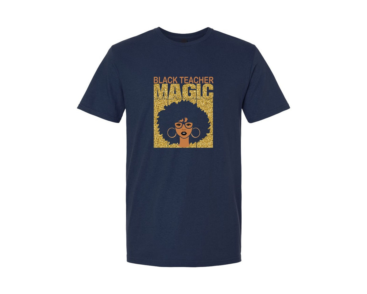brand:Generic|color:Navy|African American Black Teacher Magic Graphic T-Shirt