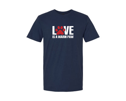 brand:Generic|color:Navy|Love Is A Warm Paw Dog Mom Tshirt Graphic T-Shirt