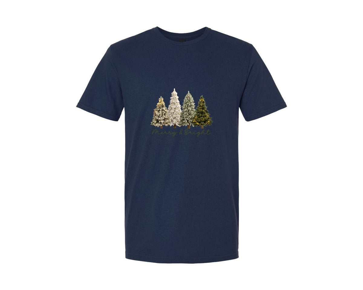 brand:Generic|color:Navy|Merry And Bright Faux Yarn Christmas 10 Graphic T-Shirt